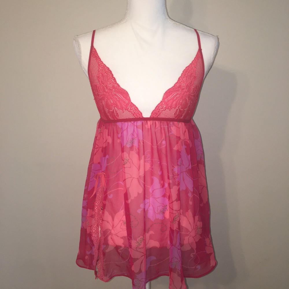 Victoria's Secret floral chiffon babydoll chemise